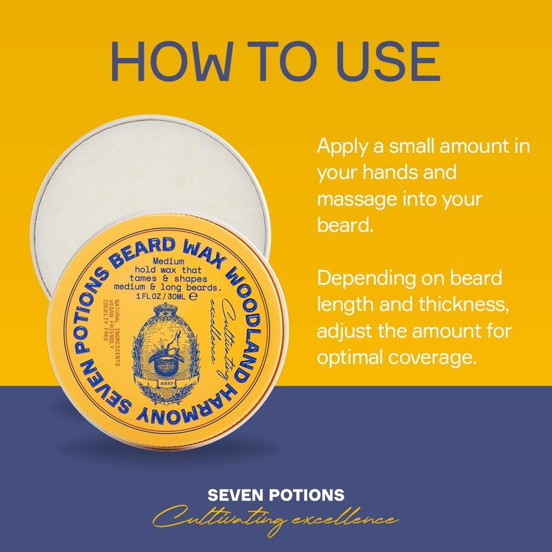 SEVEN POTIONS Natural Beard Styling Wax for Medium Hold - 1 oz, Shapes and Nourishes Without Stiffness (Woodland Harmony) - Image 5