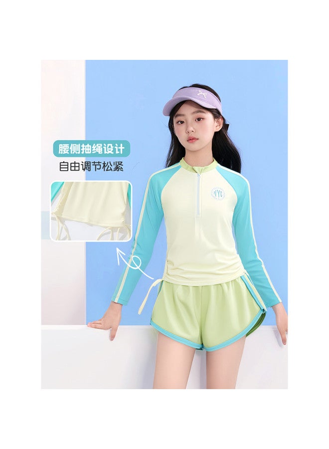 YouYou Children's Swimsuit Girls 2025 New Style Big Kids Two-piece Swimsuit Teen Swimming Hot Spring Swimsuit Pants Set - Image 4