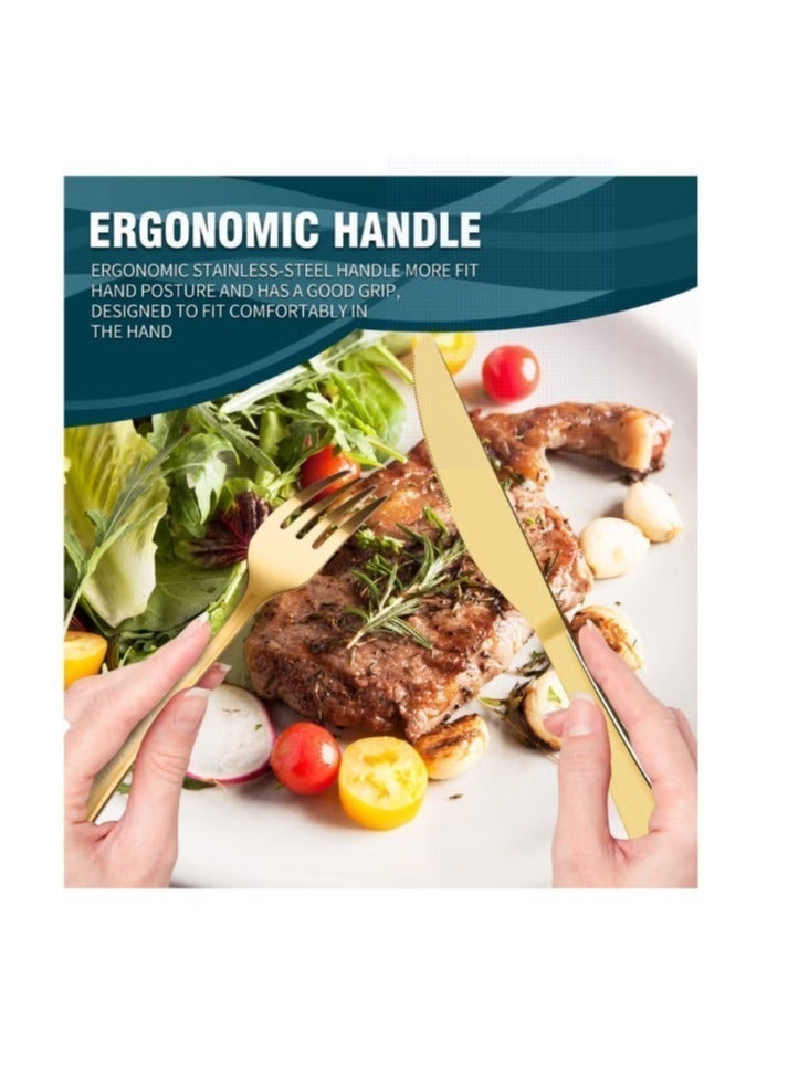 Luxury light gold flatware set, 30 pieces, made of stainless steel. Suitable for family gatherings, dinners, hotels, Western restaurants, cafes, and dessert shops; an essential choice for a candlelight dinner. - Image 3