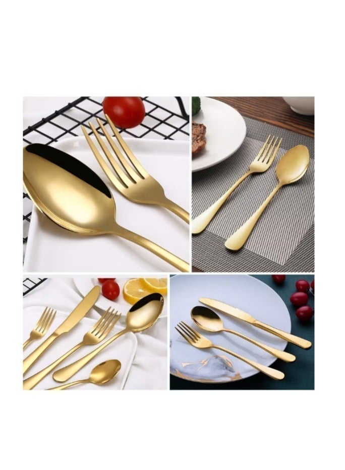 Luxury light gold flatware set, 30 pieces, made of stainless steel. Suitable for family gatherings, dinners, hotels, Western restaurants, cafes, and dessert shops; an essential choice for a candlelight dinner. - Image 4