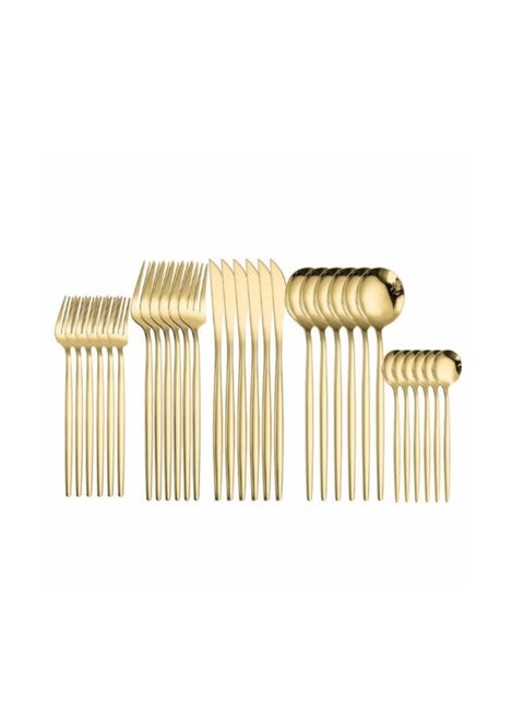 30-Piece Knife Fork Spoon Full Set Golden