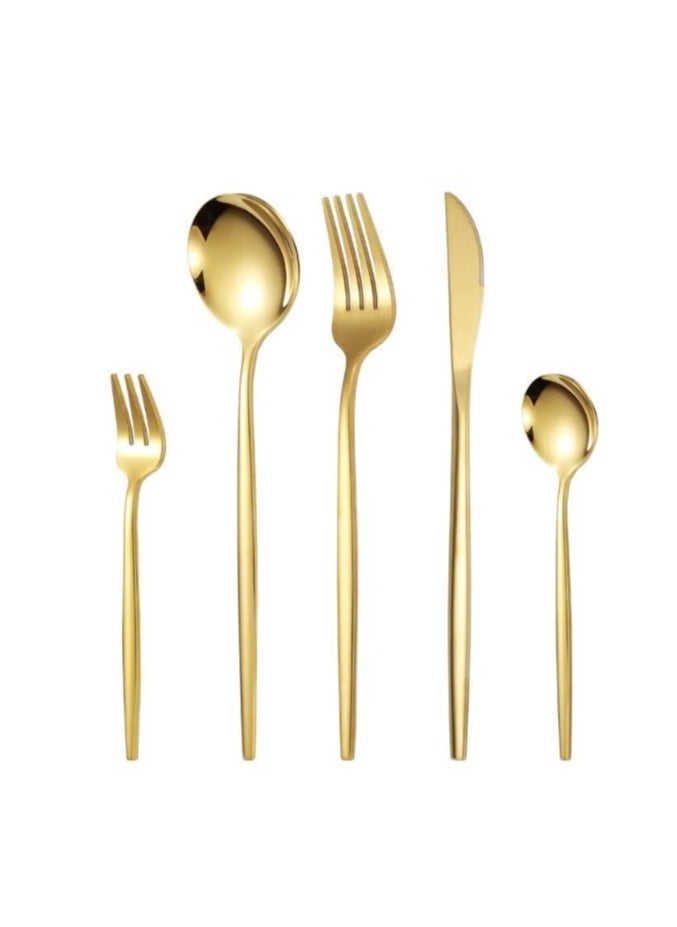 30-Piece Knife Fork Spoon Full Set Golden
