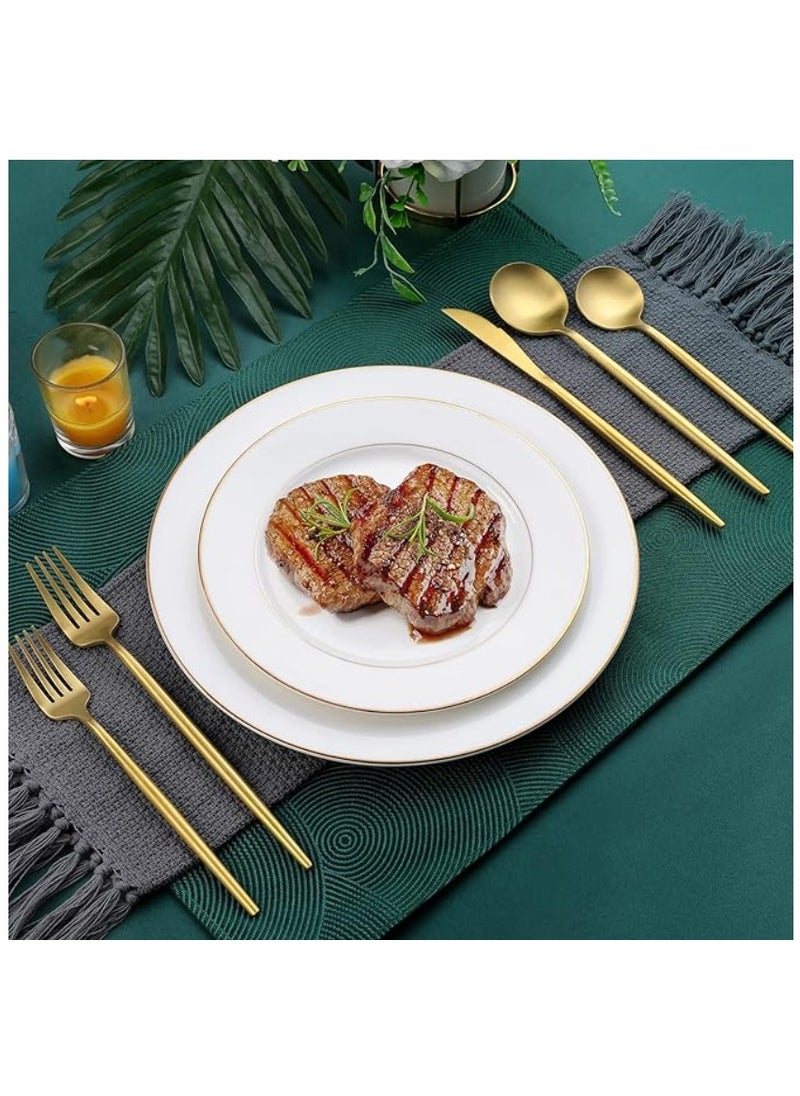30-Piece Knife Fork Spoon Full Set Golden