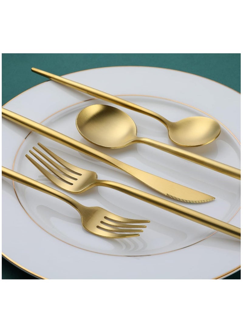 30-Piece Knife Fork Spoon Full Set Golden