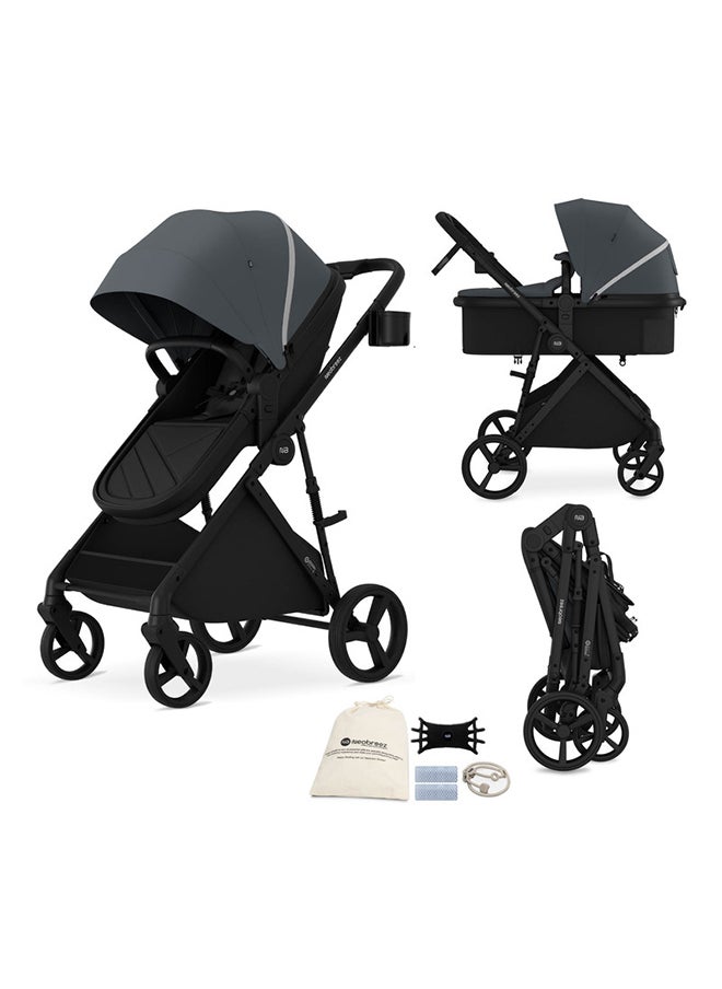 neobreez HEXA 2-in-1 Convertible Baby Toddler Stroller, Carry Cot, Bassinet Pram, XL Basket, UV And Waterproof Canopy, Pushchair, Gift Bag, Phone Holder And Toy Strap, 2 in 1 Cup Holder, 0-4yrs(22kg), 3yrs Warranty  - Image 1