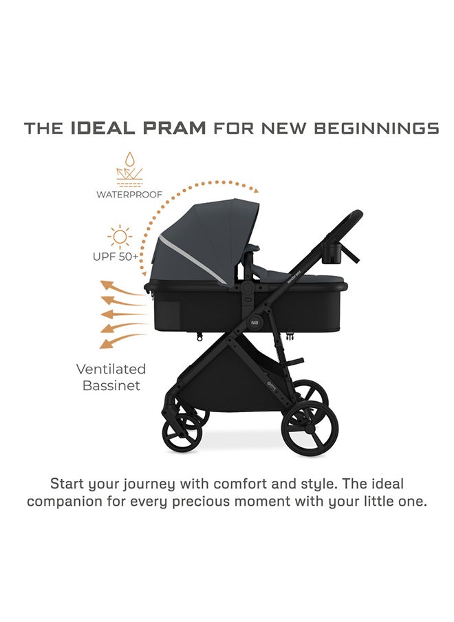 neobreez HEXA 2-in-1 Convertible Baby Toddler Stroller, Carry Cot, Bassinet Pram, XL Basket, UV And Waterproof Canopy, Pushchair, Gift Bag, Phone Holder And Toy Strap, 2 in 1 Cup Holder, 0-4yrs(22kg), 3yrs Warranty  - Image 2