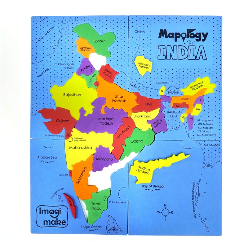 Imagimake Mapology India Map Puzzles - Geography for Kids - Learning & Educational Toys - Puzzles for Kids Ages 4-8 - Gift for 4, 5, 6, 7, 8 Year Old Boys & Girls - Image 1