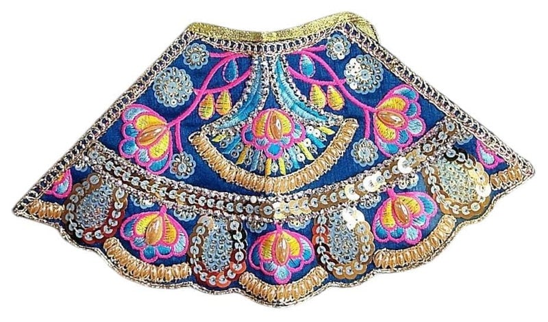 Partish Radha Krishna Dress | Poshak for Yugal Jodi | Radhe Krishna Ji Poshak with Heavy Work (Blue, Dress Size 2 Inches for 4 Inches Murti) - Image 5