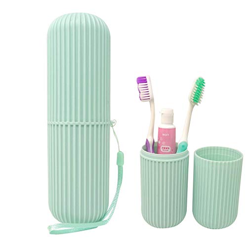 REZDAX Plastic 2Pcs Travel Toothbrush Holder, Portable Toothbrush Case Long 7.7 Inch For Traveling, Camping, Business Trip And School, Multifuction With Multi Colors - Image 1