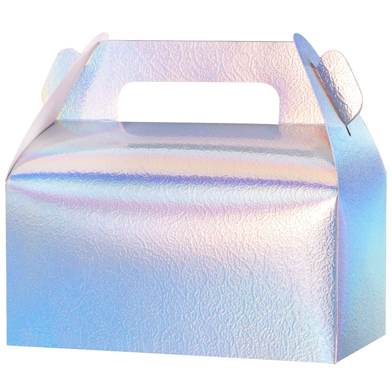 UnicoPak 30 Pcs Iridescent Gable Treat Boxes Party Favor Boxes Goodie Gift Boxes for Snacks Cookie Candy Toys Birthday Party Wedding Shower Holidays 6.5x3.5x4 Inches - Image 1