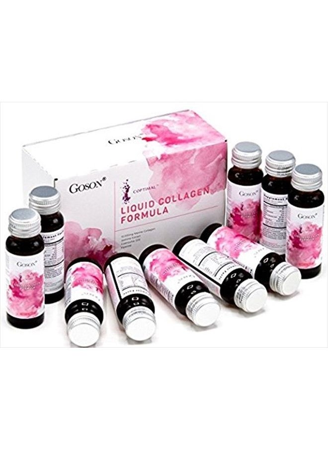 Goson - Hydrolyzed Liquid Collagen Drink, 10,000mg Wild-Caught Marine Collagen Peptide per Bottle with Jasmine Extract, Q10, Coenzyme, Piperine (3 Boxes, 30 Bottles, Citrus Flavor) - Image 1