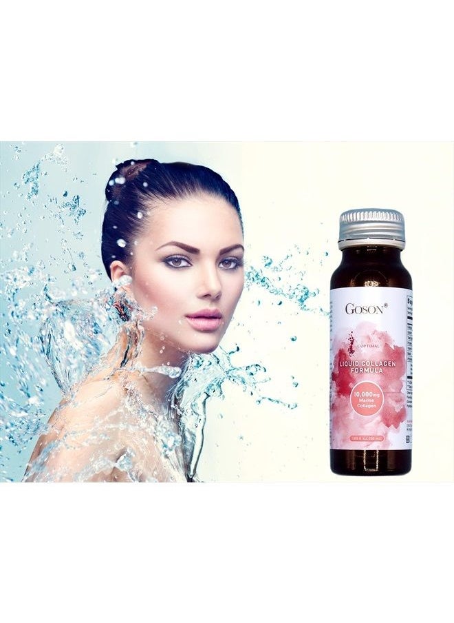 Goson - Hydrolyzed Liquid Collagen Drink, 10,000mg Wild-Caught Marine Collagen Peptide per Bottle with Jasmine Extract, Q10, Coenzyme, Piperine (3 Boxes, 30 Bottles, Citrus Flavor) - Image 1