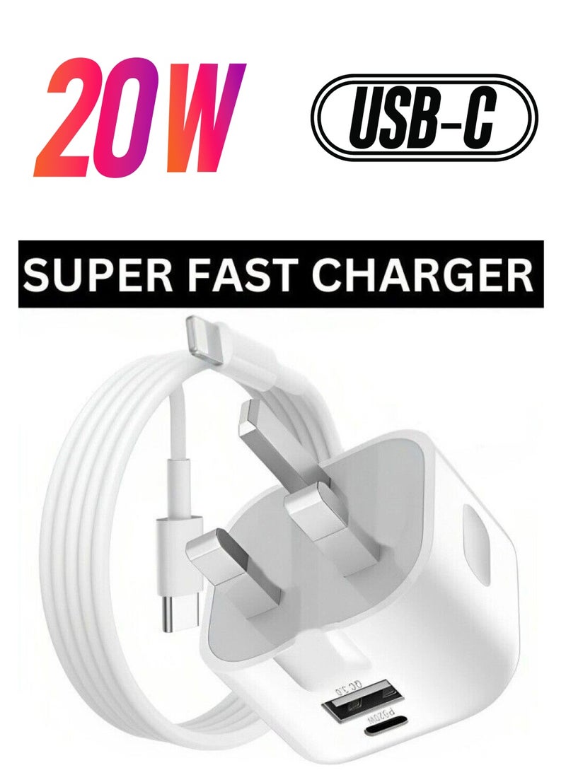 ELTRAZONE For iPhone 14 13 12 11 Pro XR XS Fast Charging 20W USB-C PD Plug Charger & Cable  - Image 1