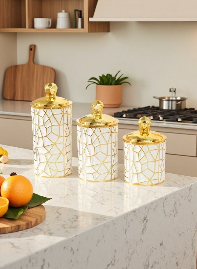 AceLuste 3 Pieces Canister Sets, Large Capacity Food Storage Canisters Set, Coffee Sugar Tea Canister Set with Airtight Lid, Perfect for Kitchen/Living Room/ Store/ETC - Image 1