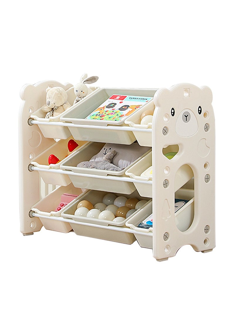 ما بيبي رف كتب للأطفال ومنظم ألعاب، رف كتب مكون من 3 طبقات للأطفال، متعدد الطبقات، أرفف منزلية للأطفال، رف ألعاب، صندوق تنظيم بسيط، خزانة تخزين - Image 1
