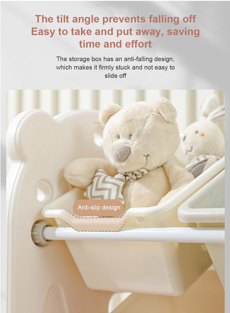 ما بيبي رف كتب للأطفال ومنظم ألعاب، رف كتب مكون من 3 طبقات للأطفال، متعدد الطبقات، أرفف منزلية للأطفال، رف ألعاب، صندوق تنظيم بسيط، خزانة تخزين - Image 4