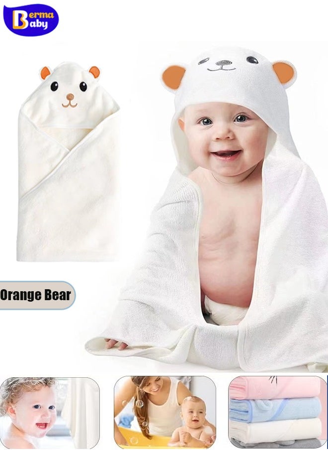 Berma Baby Hooded baby towel, toddler bathrobe, soft baby towel, newborn blanket, coral fleece shawl bath towel, swimming towel, soft and super absorbent towel for baby boys and girls, 80*80 cm  - Image 1