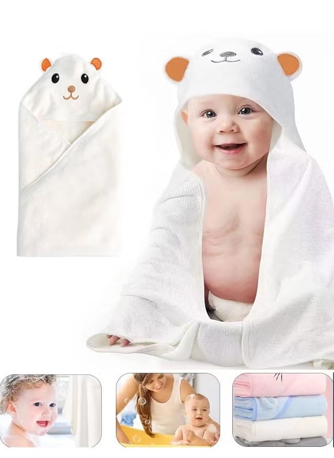 Berma Baby Hooded baby towel, toddler bathrobe, soft baby towel, newborn blanket, coral fleece shawl bath towel, swimming towel, soft and super absorbent towel for baby boys and girls, 80*80 cm  - Image 1