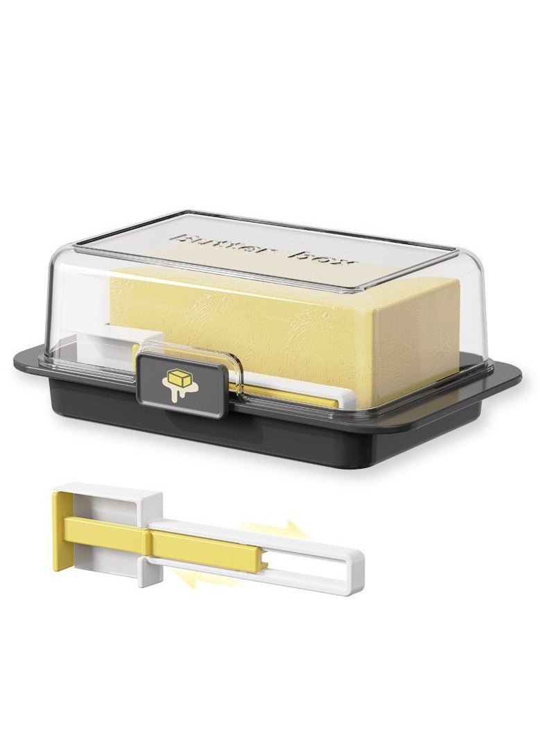 Bukela Butter Dividing Storage Box With Lid Cheese Box Butter Holder Refrigerator Freshness Keeper Container Cheese Keeper Box (Black） - Image 1