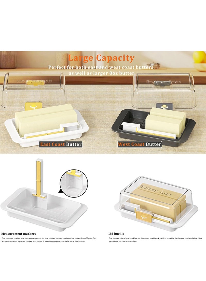 Bukela Butter Dividing Storage Box With Lid Cheese Box Butter Holder Refrigerator Freshness Keeper Container Cheese Keeper Box (Black） - Image 2