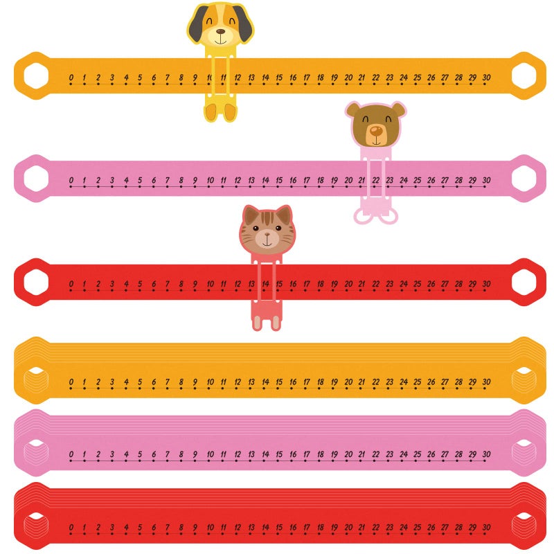 Eersida 24 Pcs Slide and Learn Number Lines 0 to 30 PVC Math Number Line for Student Animal Positive Integers Slide Rules Childhood Education Materials for School,16.5 x 1.5 Inch(Vivid Colors) - Image 1