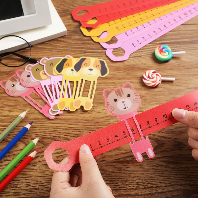 Eersida 24 Pcs Slide and Learn Number Lines 0 to 30 PVC Math Number Line for Student Animal Positive Integers Slide Rules Childhood Education Materials for School,16.5 x 1.5 Inch(Vivid Colors) - Image 4
