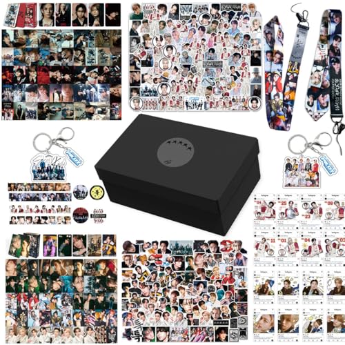 KPOPBP 5 Star Album Merch Gift Box Set including 110 PCS Photocards, 16pcs Transparent Cards, 180pcs Laptop Stickers, Keychain, Lanyards and Tape Rolls, Gift for SKZ Fans - Image 1