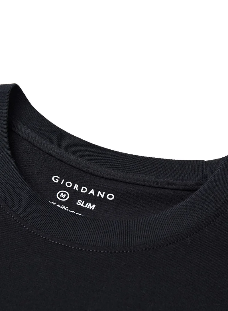 GIORDANO  Men’s Slim Cotton Color‑Block Tee with Embroidery for Men | Best Price UAE