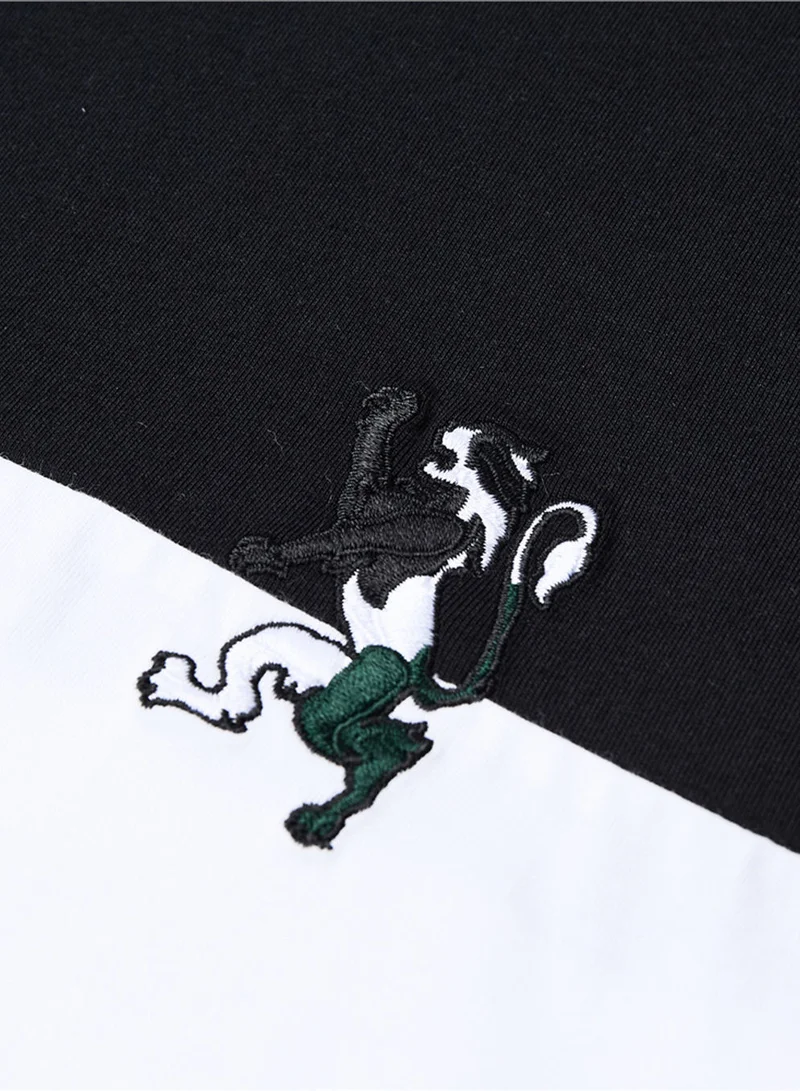 GIORDANO  Men’s Slim Cotton Color‑Block Tee with Embroidery for Men | Best Price UAE