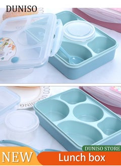 Bento Box Kids Lunch Box, 5 - Compartment Meal Prep Container for Kids, Reusable Food Storage Snack Containers, Durable, Drop-Proof, Dishwasher Safe, BPA-Free, & Made with Food-Safe Materials (Blue)