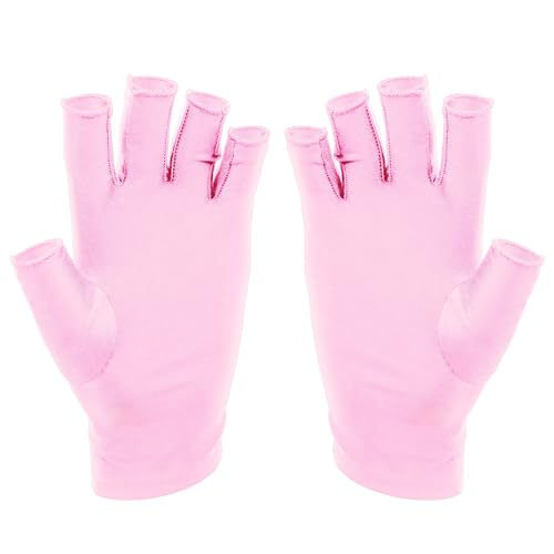 SUNUV LED Gloves for Gel Nails, Professional UPF 50+ Anti UV Gloves for Lamp, Pink Nail Techs - Image 1