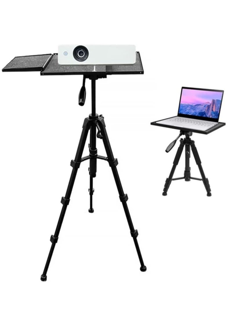"Universal Projector Tripod Stand - Height Adjustable 53-110cm, Foldable Laptop Floor Holder with 360° Rotating Tray for Office, Home, Stage, Studio & Outdoor Use" - Image 1
