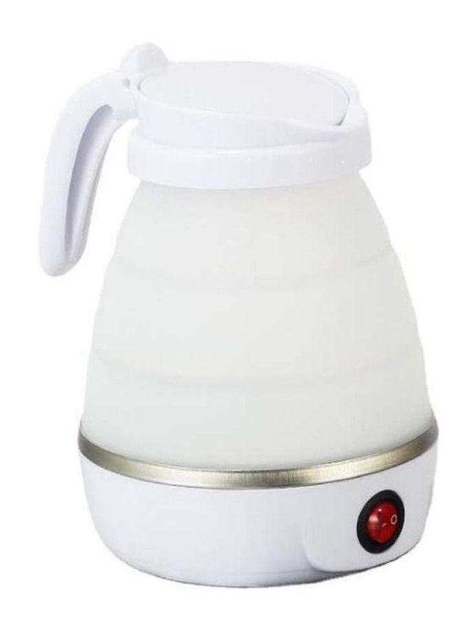 Travel Foldable Silicon Water Heater Jug Collapsible Mini Portable Electric Kettle (White) - Image 1