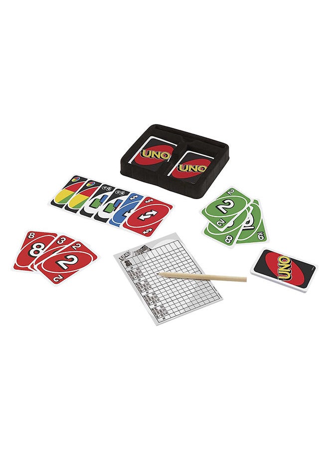 Mattel Games - Original UNO Deluxe Classic Card Game - 112-Card Deck with Action Cards, Scoring Pad & Tin, for 2-10 Players, Ages 7+ - Image 1