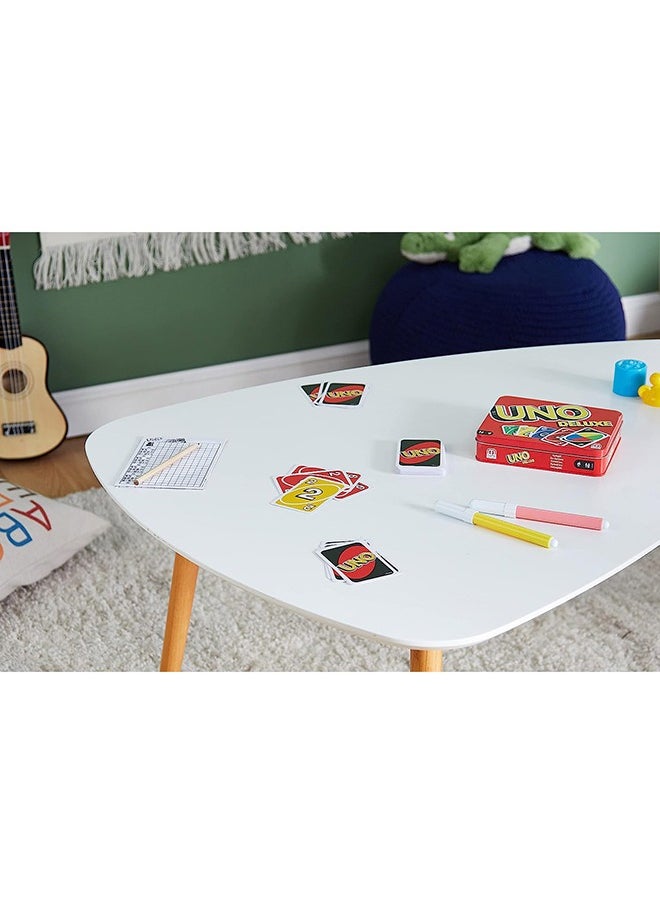 Mattel Games - Original UNO Deluxe Classic Card Game - 112-Card Deck with Action Cards, Scoring Pad & Tin, for 2-10 Players, Ages 7+ - Image 1