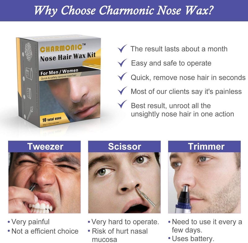Charmonic Nose Wax Kit for Men and Women, Nose Hair Removal Wax for (50 grams / 10 times usage count) - Image 3