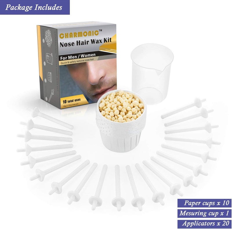 Charmonic Nose Wax Kit for Men and Women, Nose Hair Removal Wax for (50 grams / 10 times usage count) - Image 4
