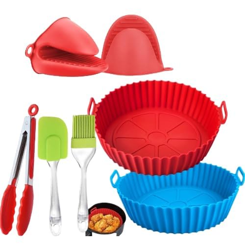 LISIOMO Air Fryer Silicone Pot 2 Pack 75inch Easy Cleaning Air Fryer Silicone Basket Heat Resistant Reusable Air fryers Silicone Liner Round Multi 2 - Image 1