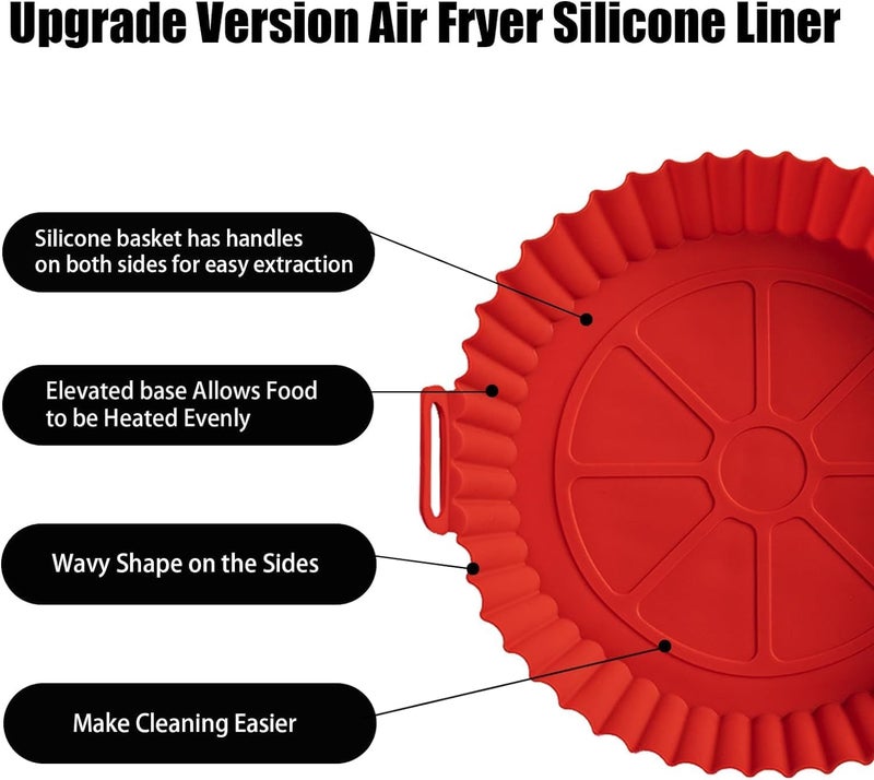 LISIOMO Air Fryer Silicone Pot 2 Pack 75inch Easy Cleaning Air Fryer Silicone Basket Heat Resistant Reusable Air fryers Silicone Liner Round Multi 2 - Image 3