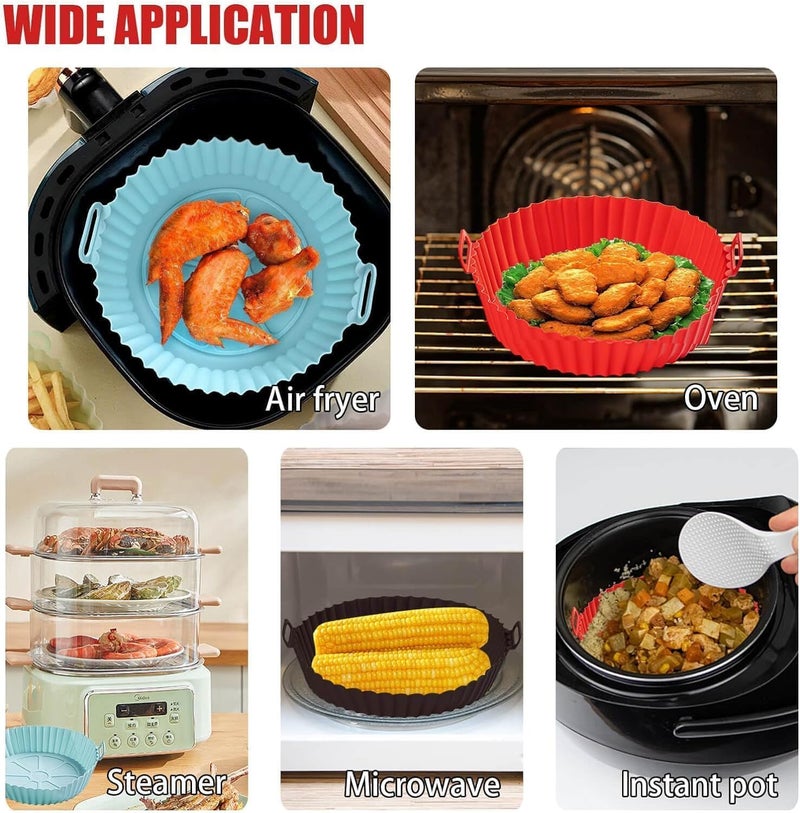 LISIOMO Air Fryer Silicone Pot 2 Pack 75inch Easy Cleaning Air Fryer Silicone Basket Heat Resistant Reusable Air fryers Silicone Liner Round Multi 2 - Image 4