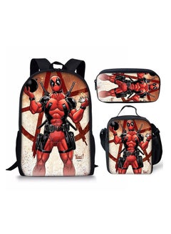 New Deadpool Cartoon Student Schoolbag Children's Backpack Backpack 29*16*42CM+ Shoulder Bag 19*6*23CM+ Pen Bag 24*7*11CM Three-piece Set