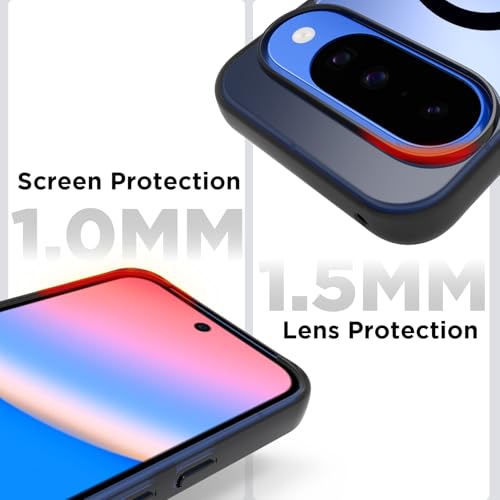 RIGGEAR Shockproof Clear Hybrid Armor Magnetic Back Cover Case Compatible with MagSafe Accessories for Google Pixel 10 / Pixel 10 Pro (Clear-Black Bumper and Transparent PC)(Black MagRing) - Image 3