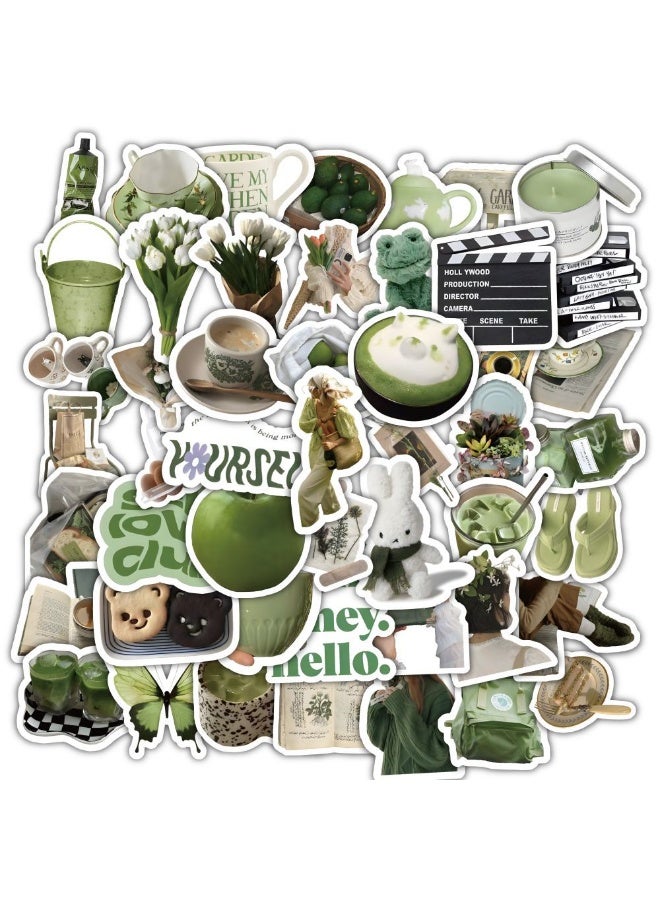 NIBEMINENT 60 Pcs Small Green Objects Deco Kit Waterproof Stickers, High Definition Printing Bright Colors, Suitable for Laptop Skateboard Luggage Water Bottle Guitar DIY - Image 2