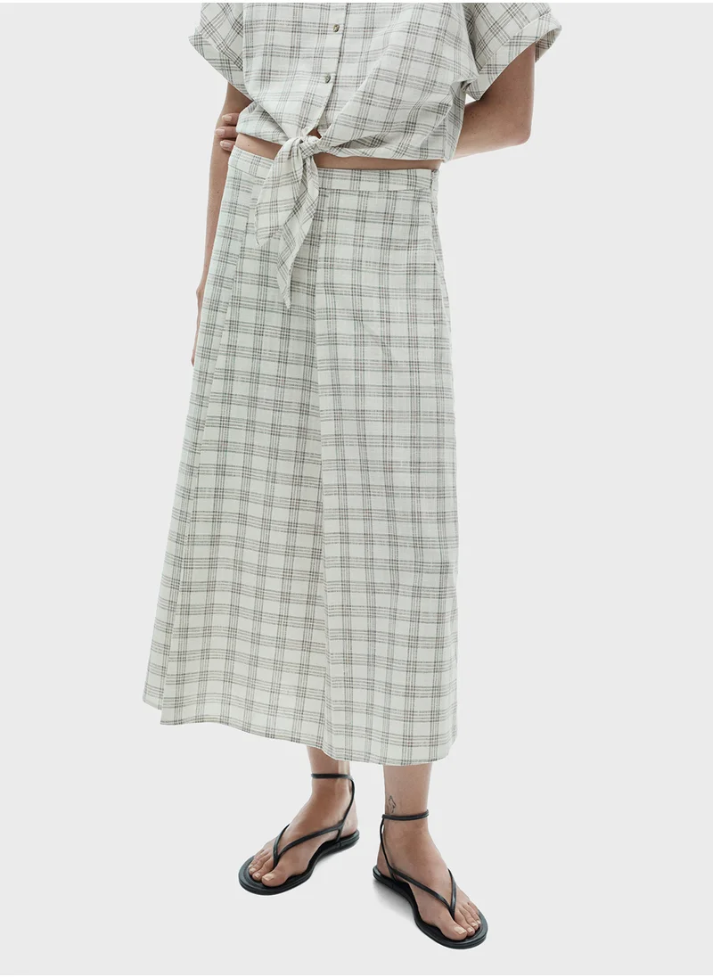 MANGO Check Flared Skirt