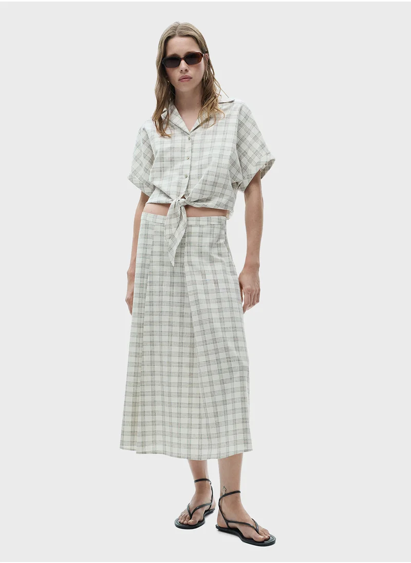 MANGO Check Flared Skirt