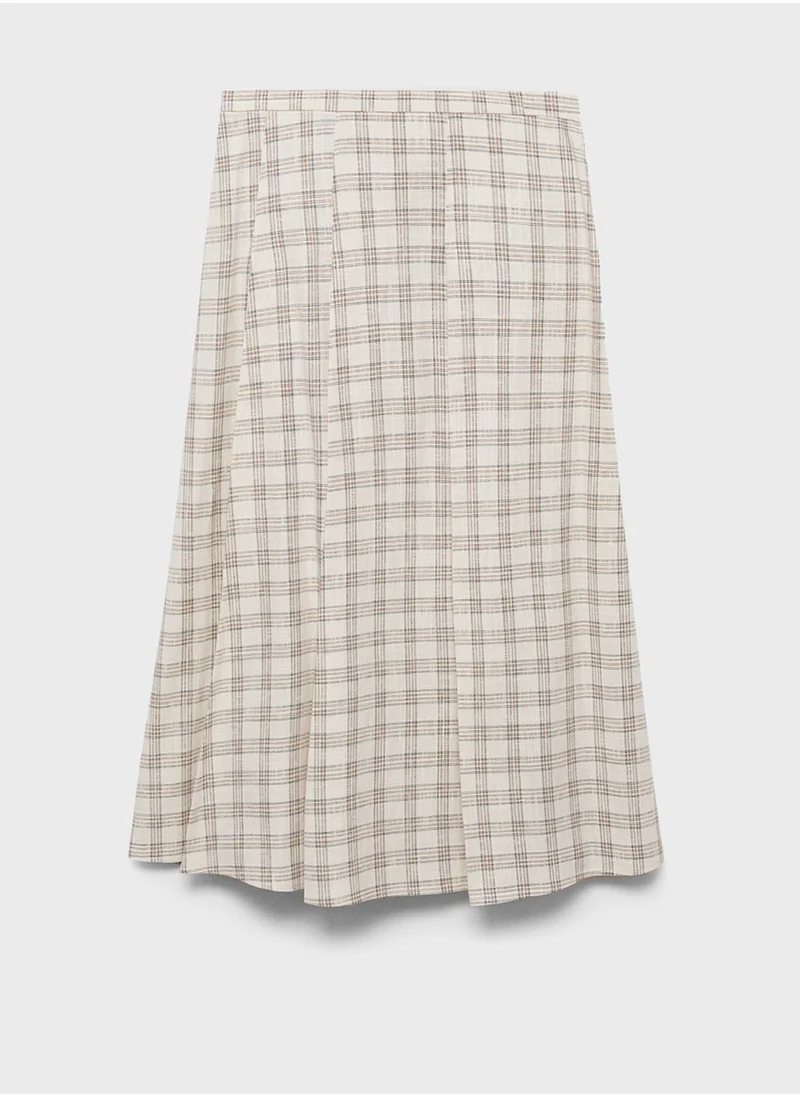 MANGO Check Flared Skirt