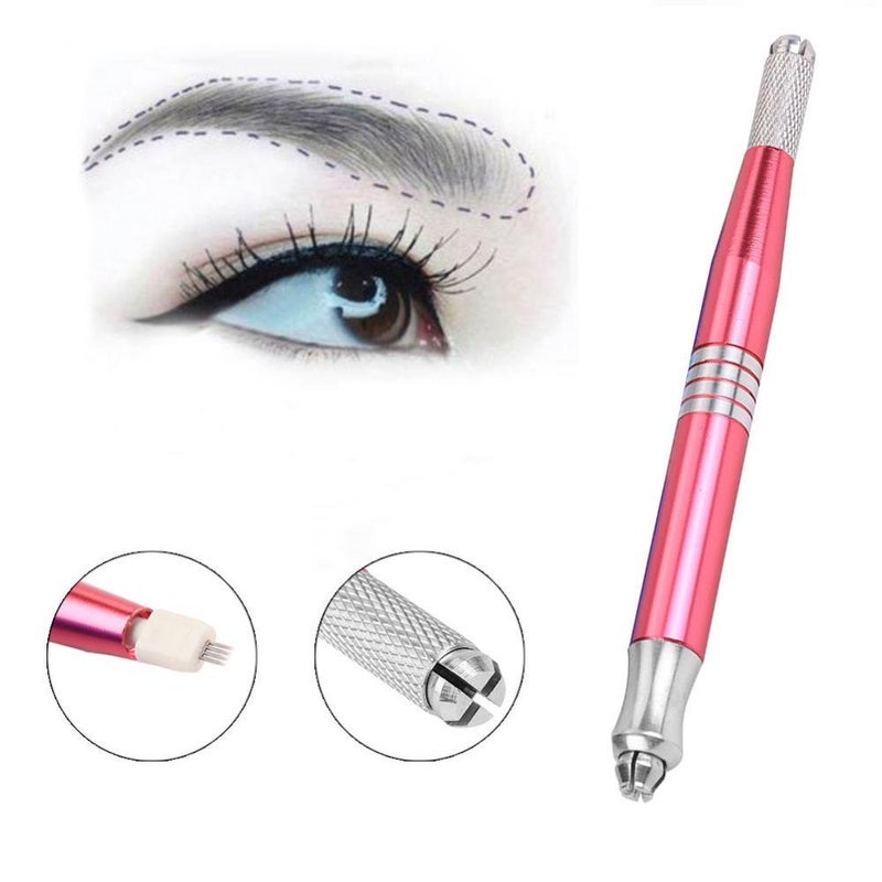 comfrt Double-headed Microblading Pen, Manual Eyebrow PMU Pens Tattoo Machine Microblading Tools(Pink) - Image 1