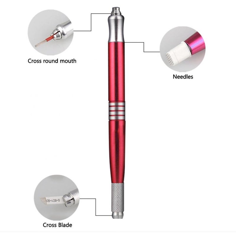 comfrt Double-headed Microblading Pen, Manual Eyebrow PMU Pens Tattoo Machine Microblading Tools(Pink) - Image 3