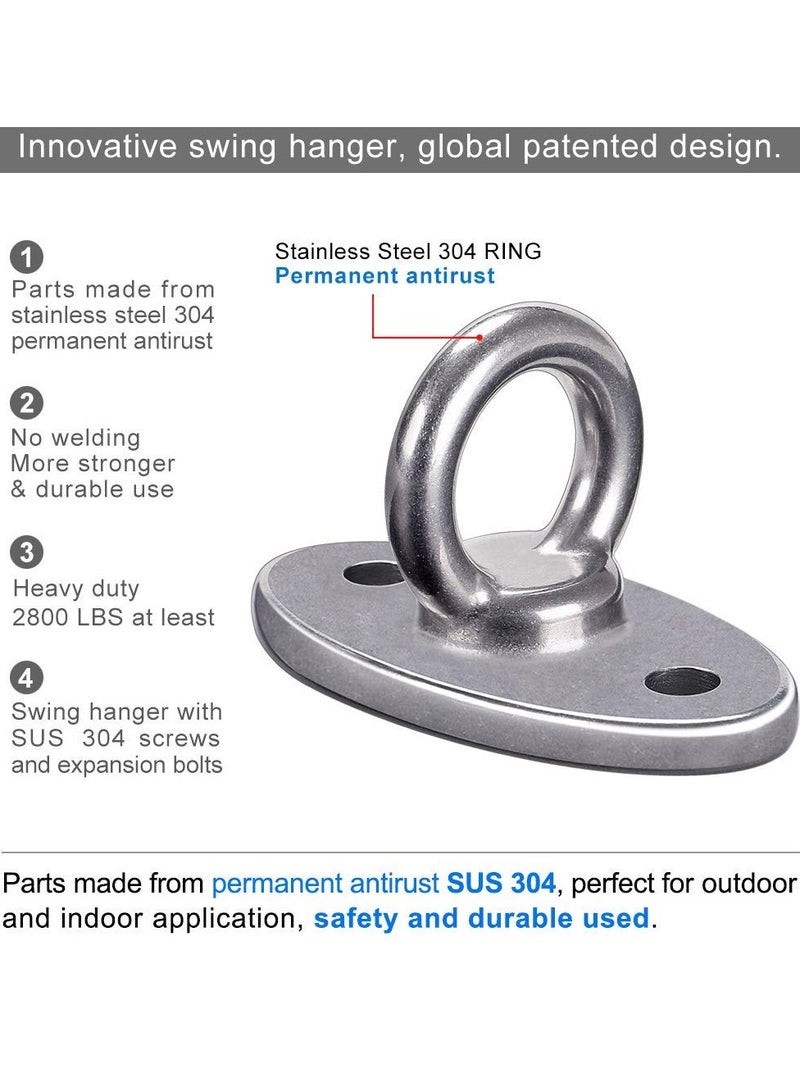 SYOSI حامل مثبت على الحائط والسقف، حلقة تعليق من الفولاذ المقاوم للصدأ للاستخدام الثقيل، لمثبّت التدريب المعلق، أرجوحة اليوغا، كيس اللكم، حزمة مقاومة (2 حزمة) - Image 5