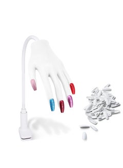 Practice Hand for Acrylic Nails Upgrade Silicone Nail Hand Practice Nails Never Fall Off Moveable Flexible False Fake Hands Manicure Practice Hands with White Nail Tips White